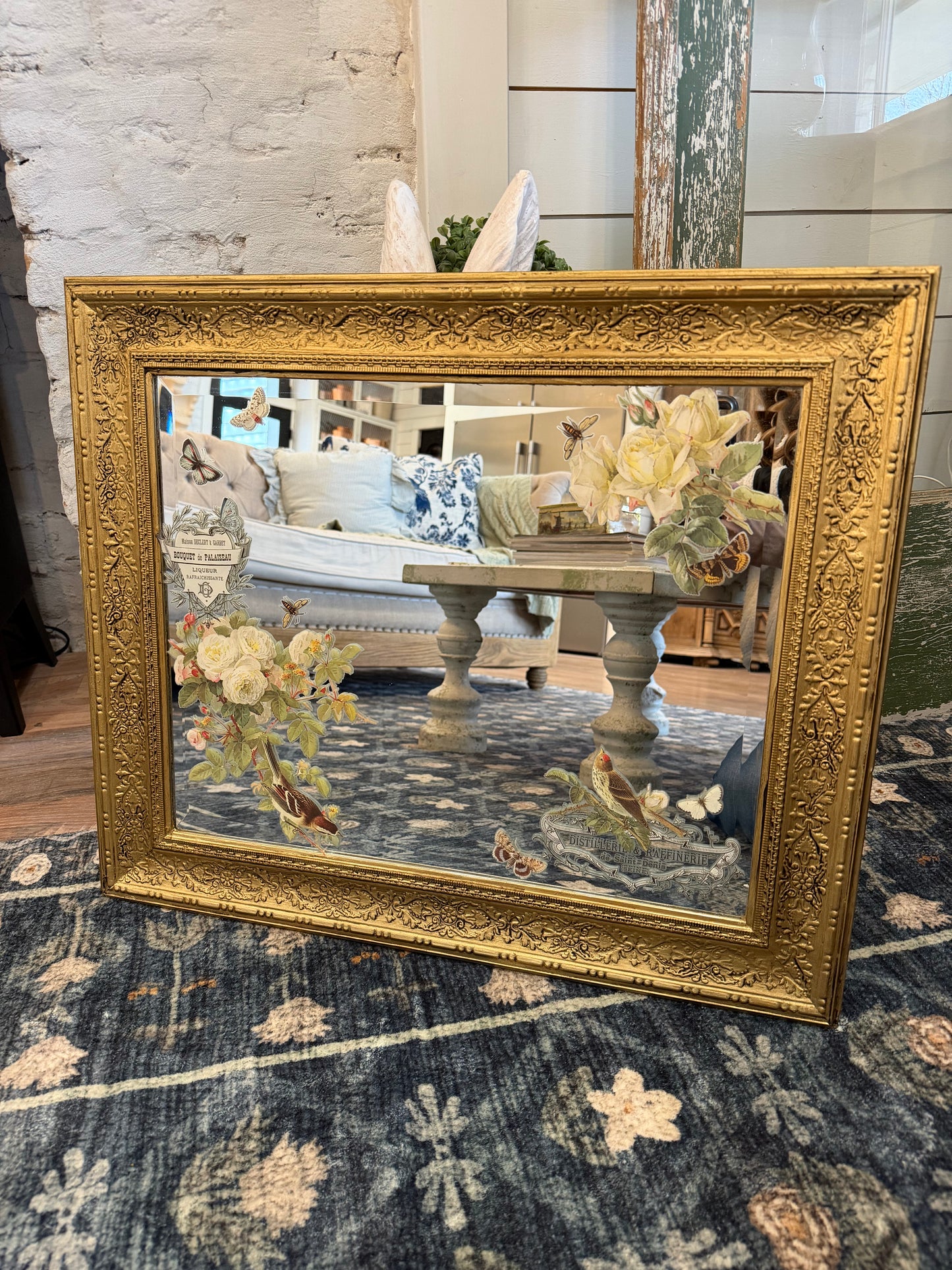 Gold with Flowers Mirror will get makeover 25.25x21.25”
