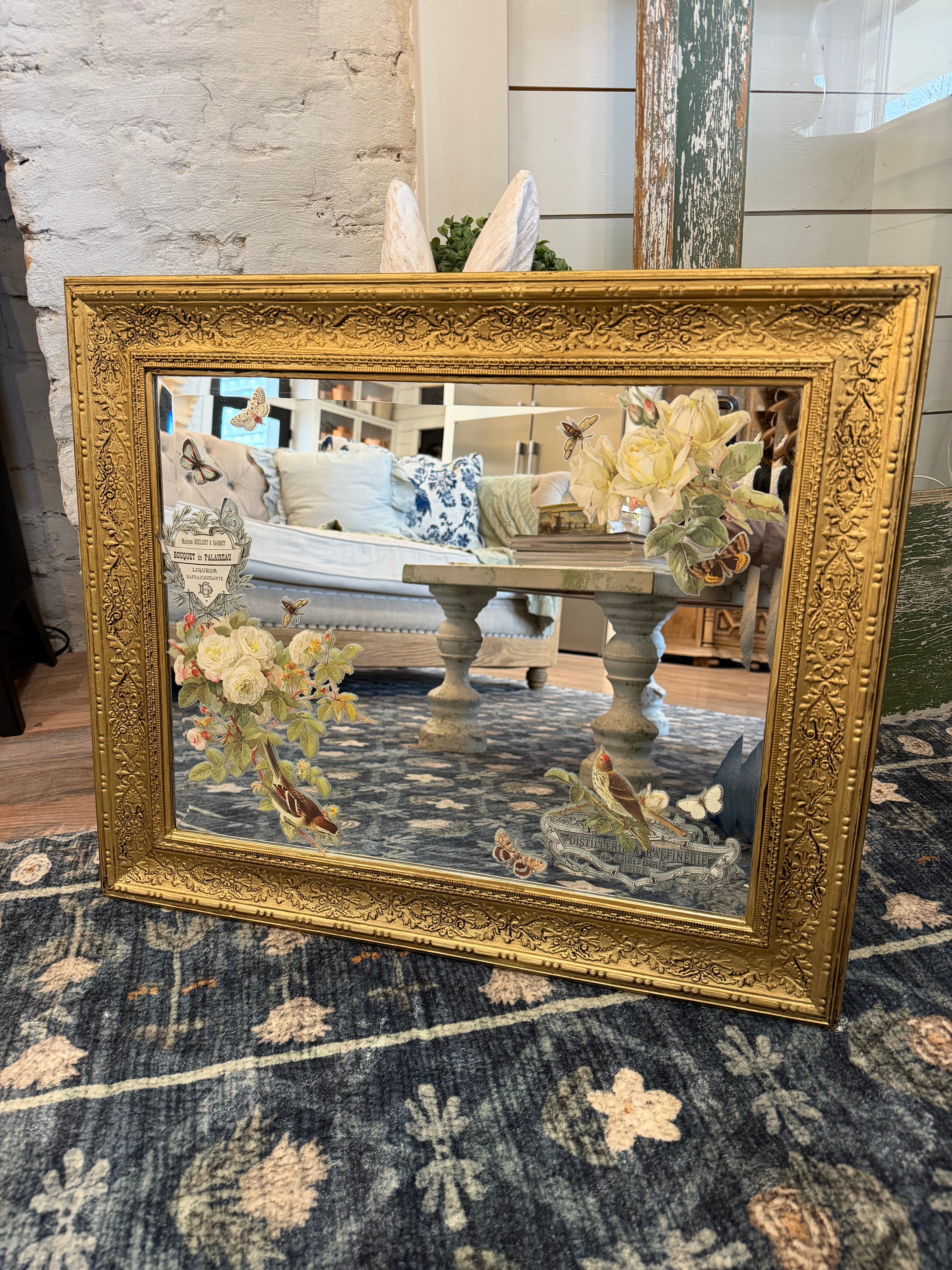 Gold with Flowers Mirror will get makeover 25.25x21.25”