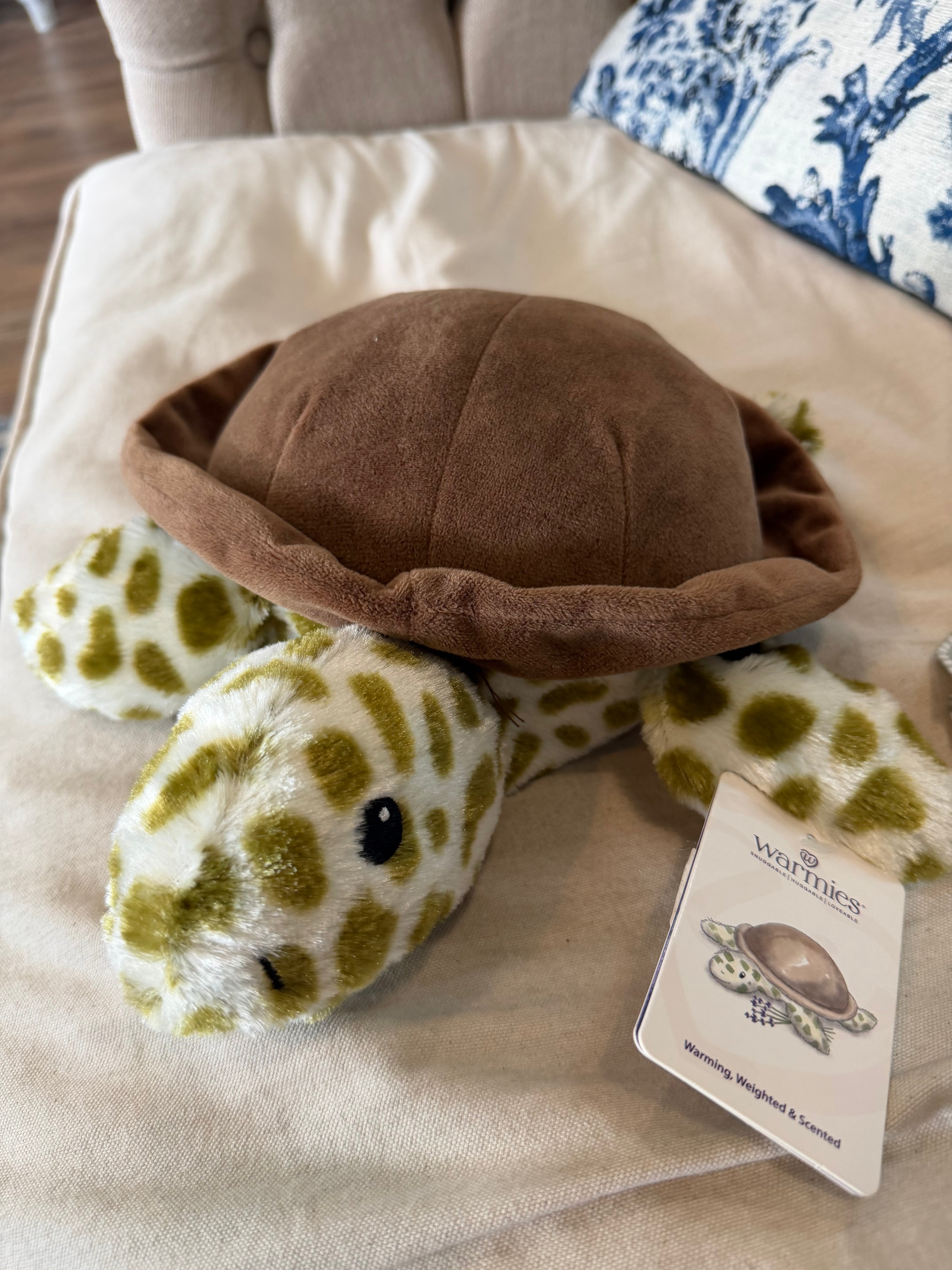 Warmies turtle - new but had a small defect that my mom sewed on the belly