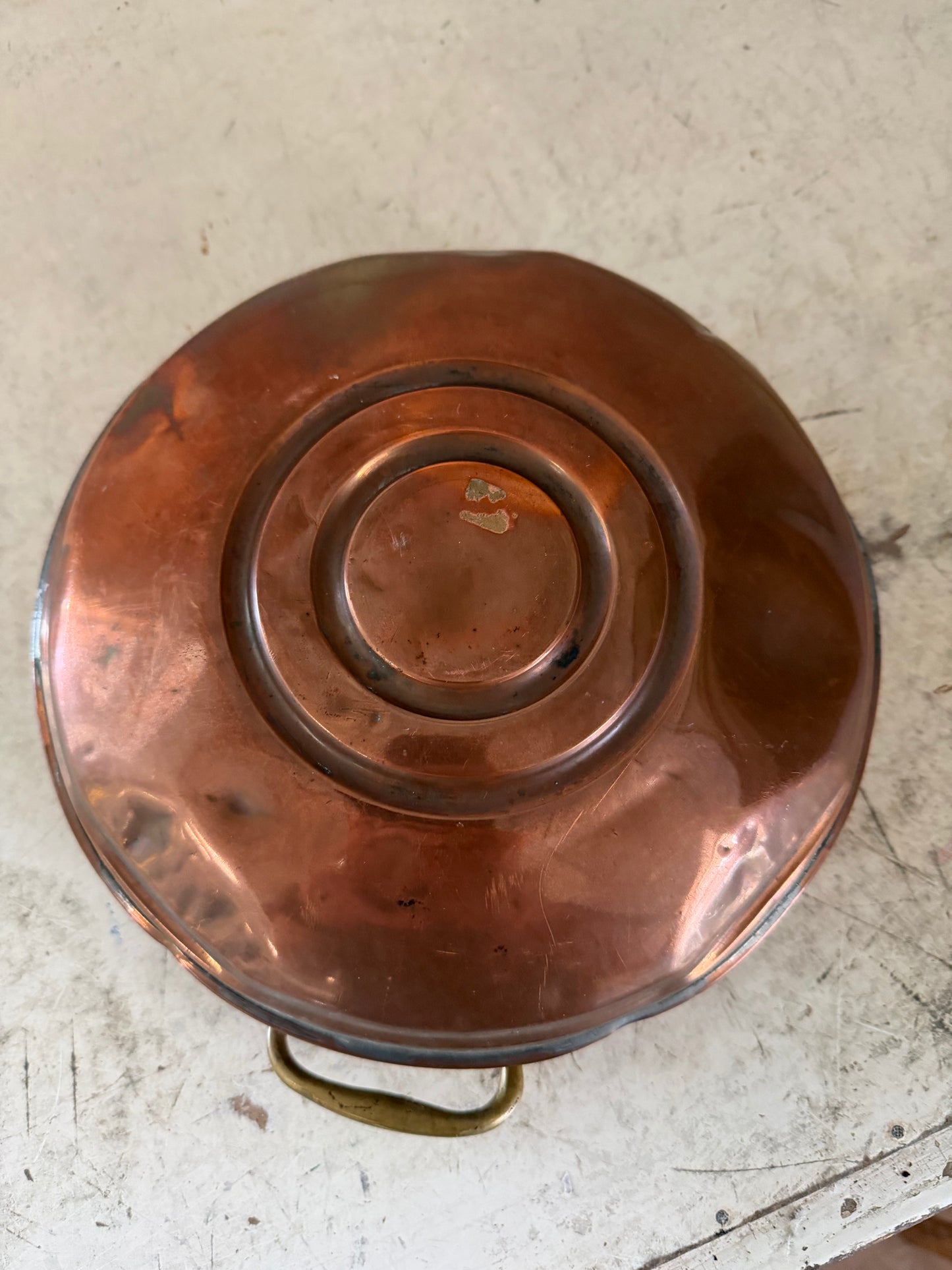 Antique Copper Hot Water Bottle With Brass Lid and Handle