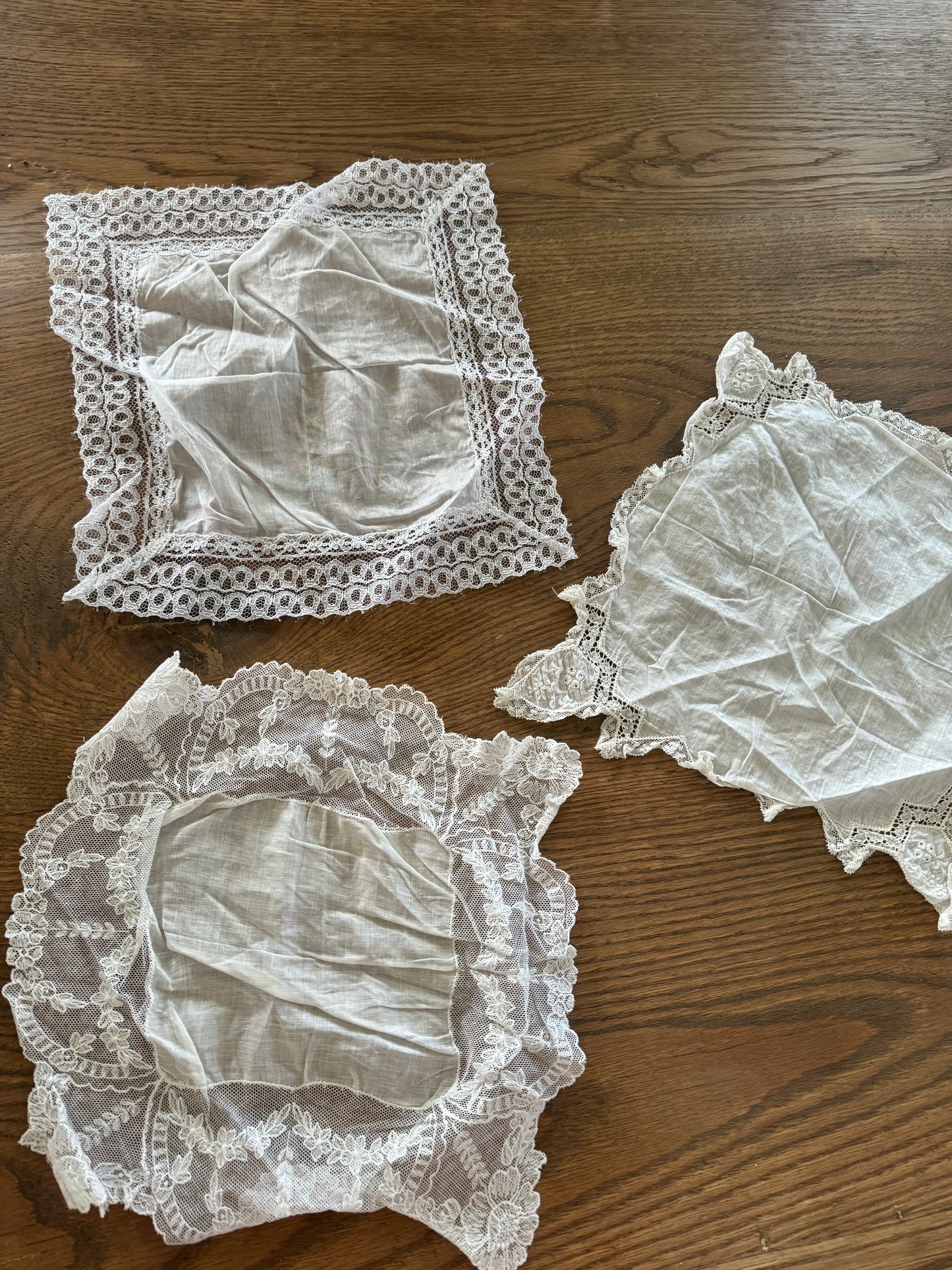 Three Antique Hankies with ribbon