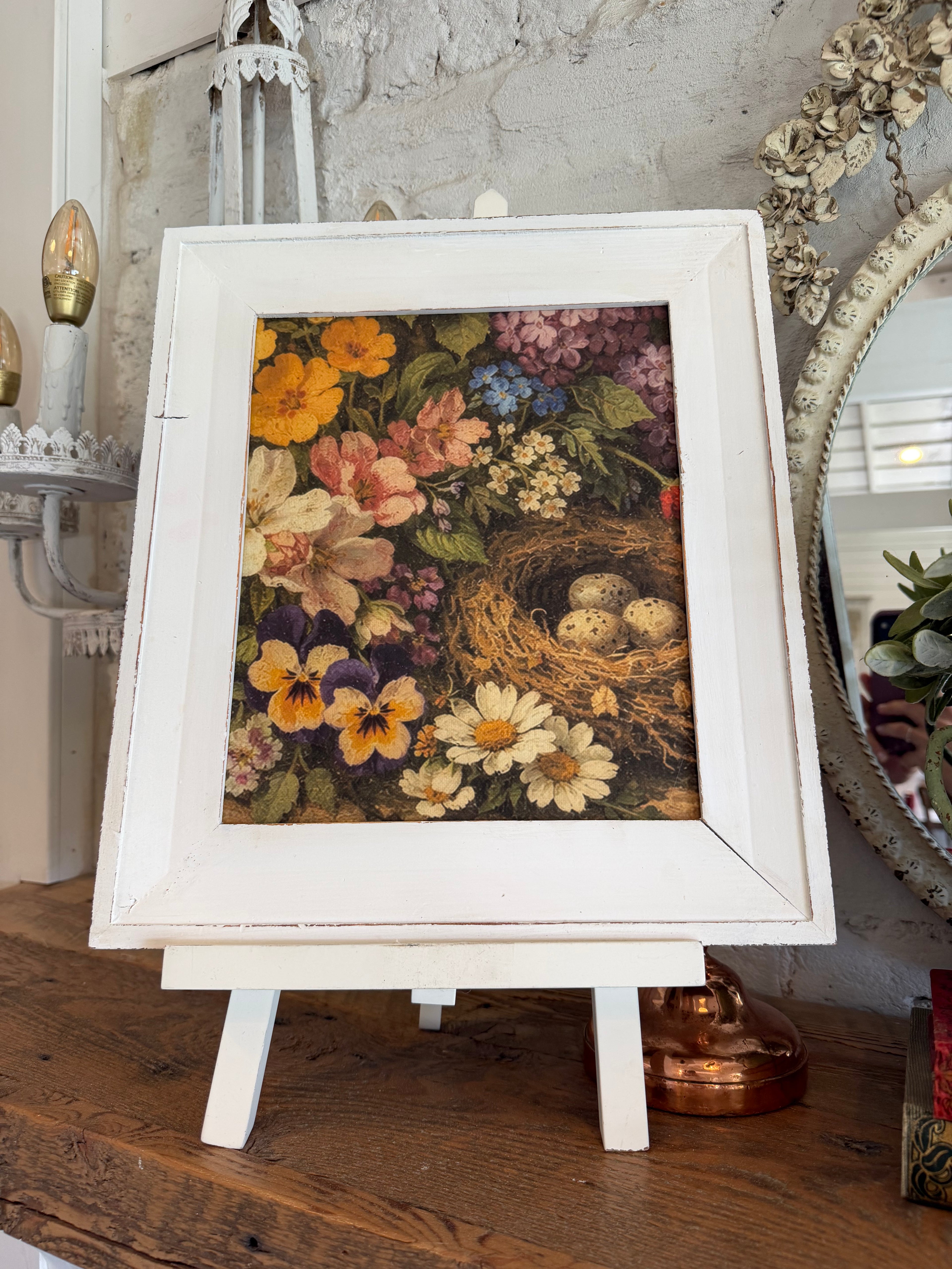 Floral print in 8x10 frame on easel