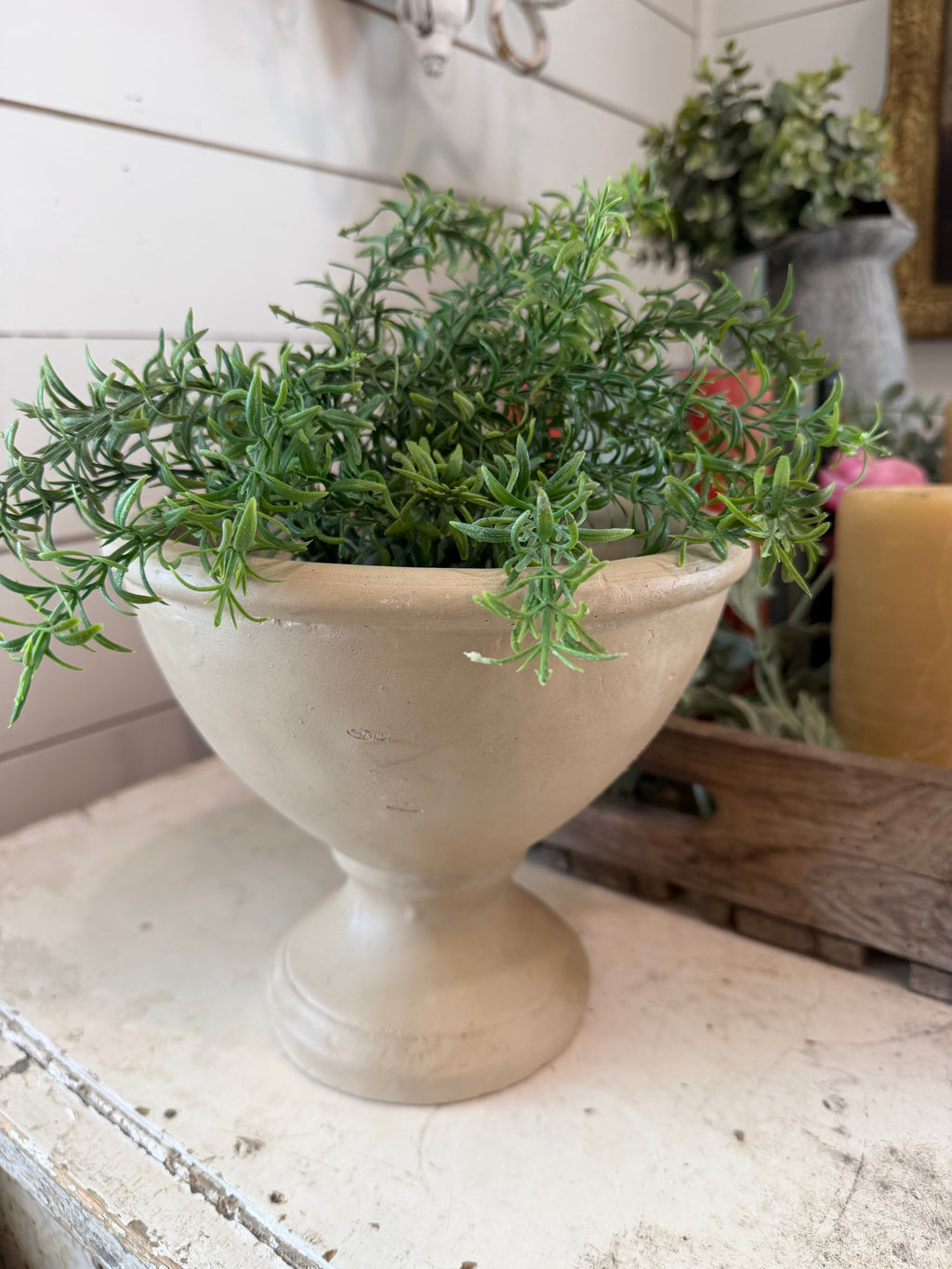 Planter urn hand painted greenery not included 7”