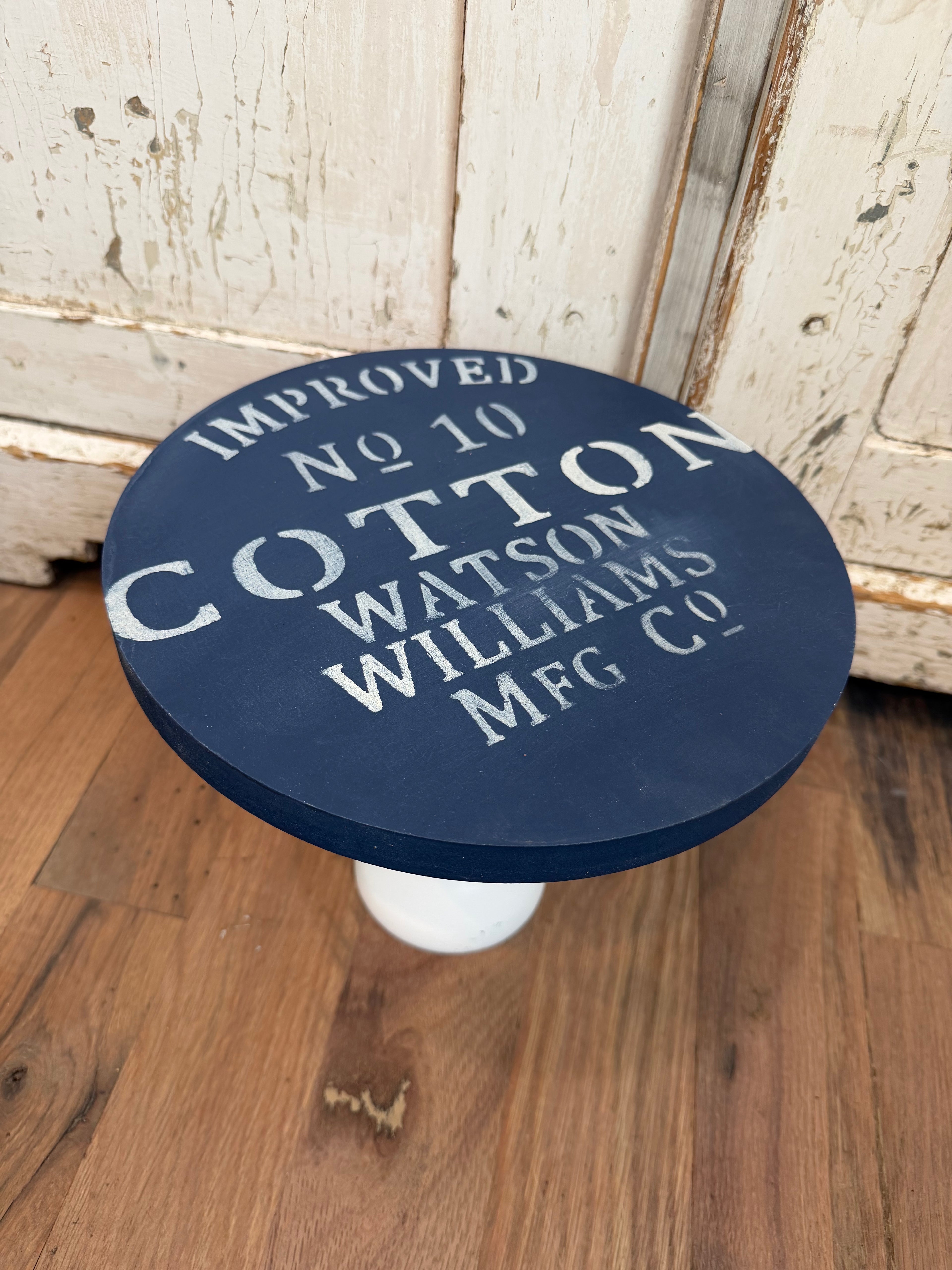 Navy & white pedastal - Cotton Advertising design 9”