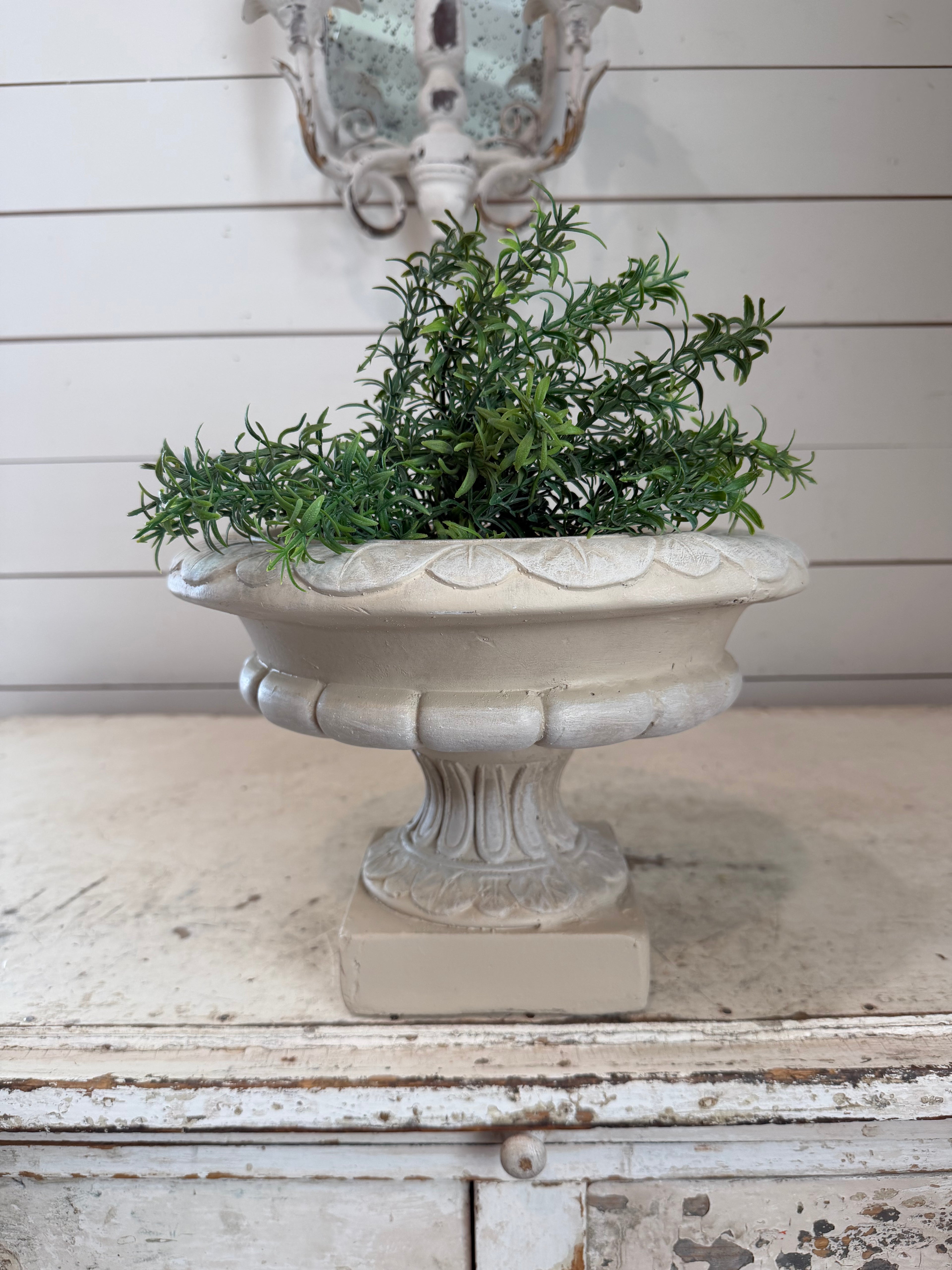 Cement Planter Urn Greenery not included hand painted