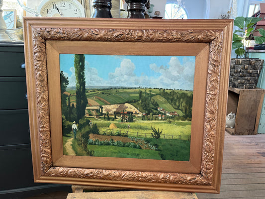 Italian Countryside Canvas in hand painted Copper frame - frame is wood
