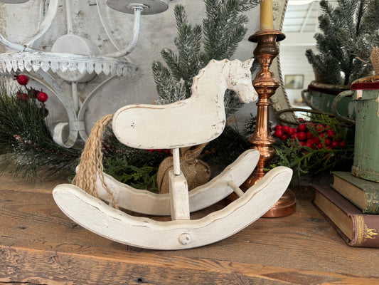 Vintage white hand Painted Rocking Horse