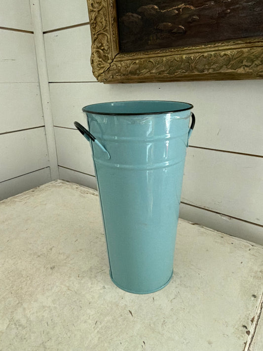 Blue enamel, French flower bucket