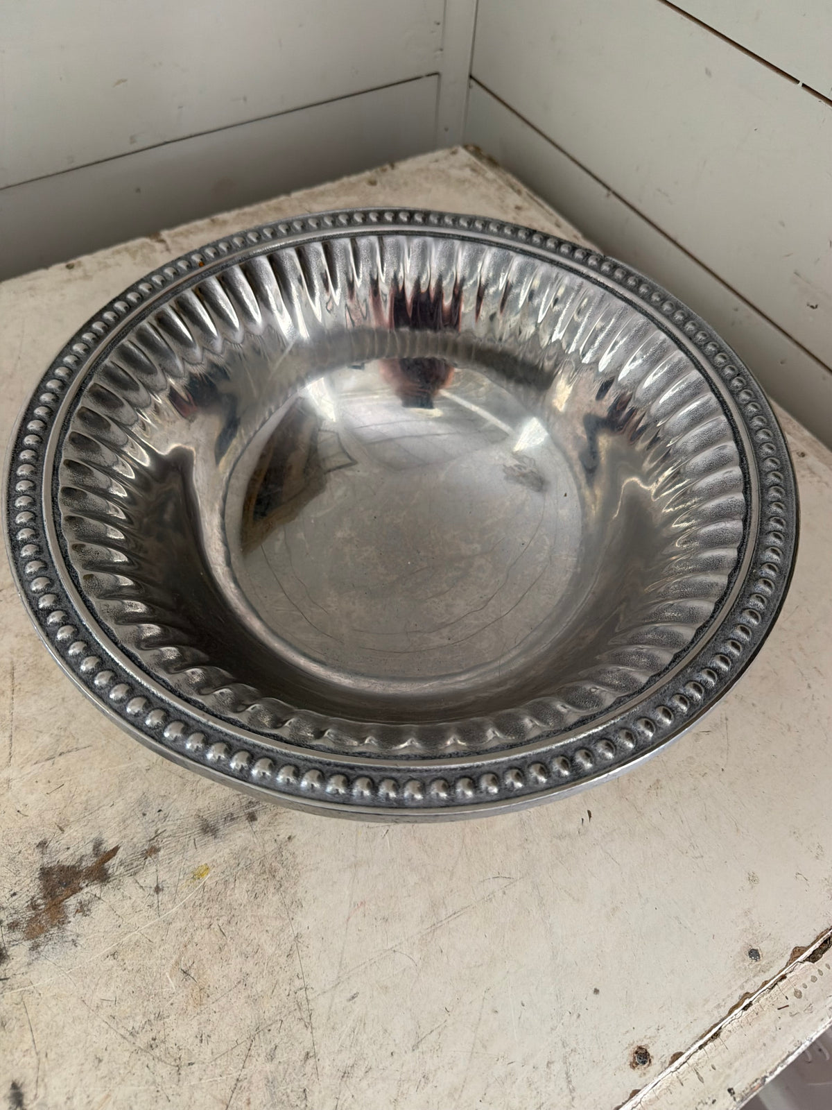 WILTON ARMETALE Pewter FLUTES And PEARLS Large Bowl