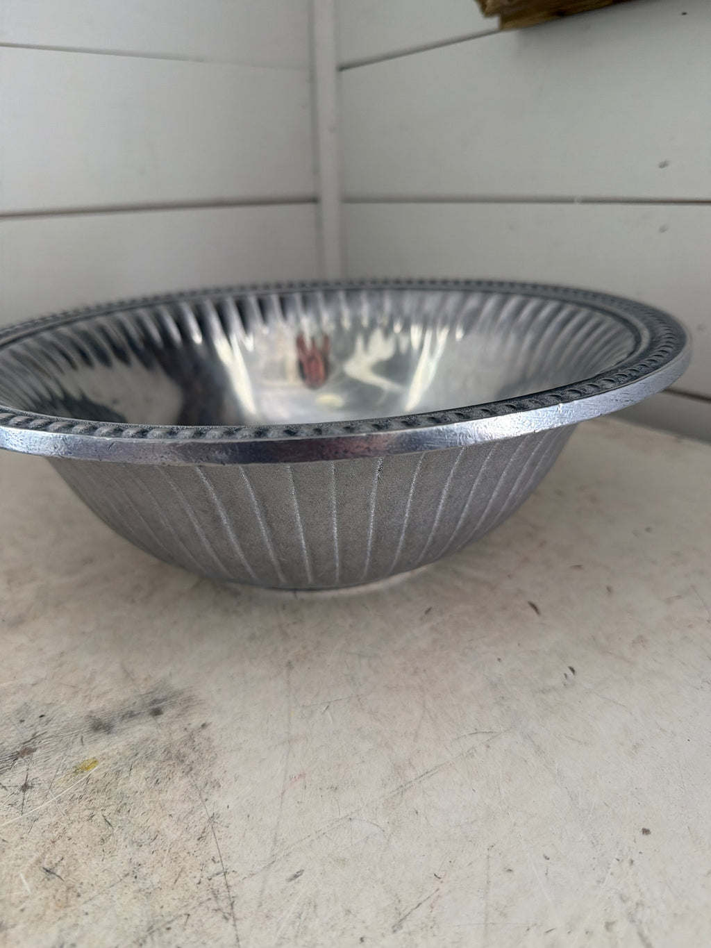 WILTON ARMETALE Pewter FLUTES And PEARLS Large Bowl