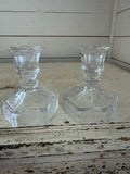 Set of vintage glass coin candlesticks