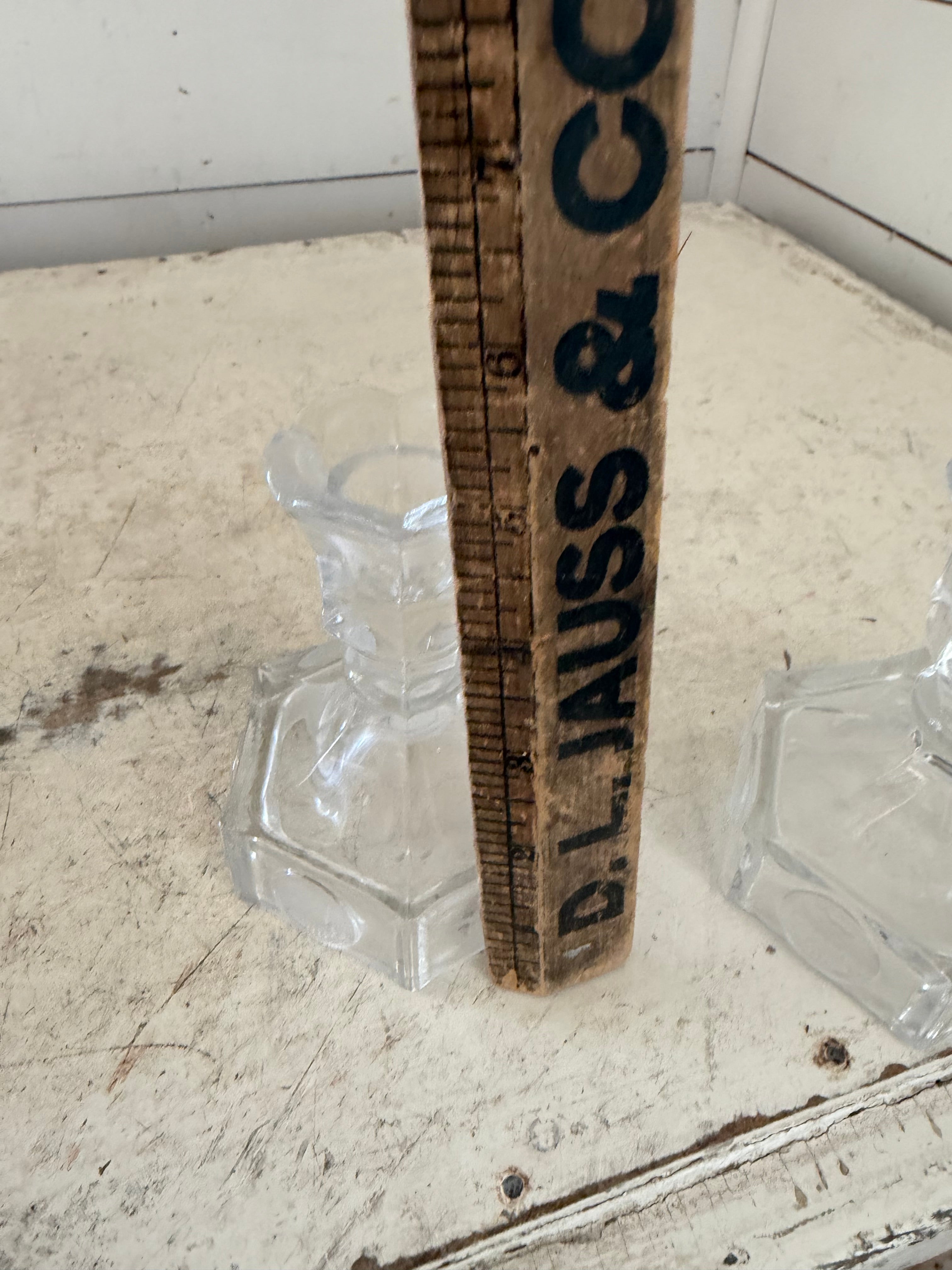 Set of vintage glass coin candlesticks
