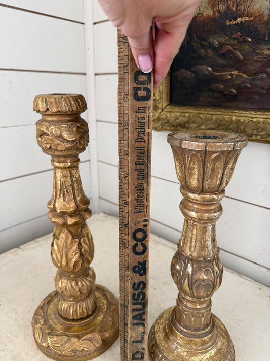 Gilt gold candlestick set