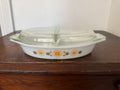 vintage Pyrex Town & Country 1.5-quart divided oval casserole dish & clear glass lid