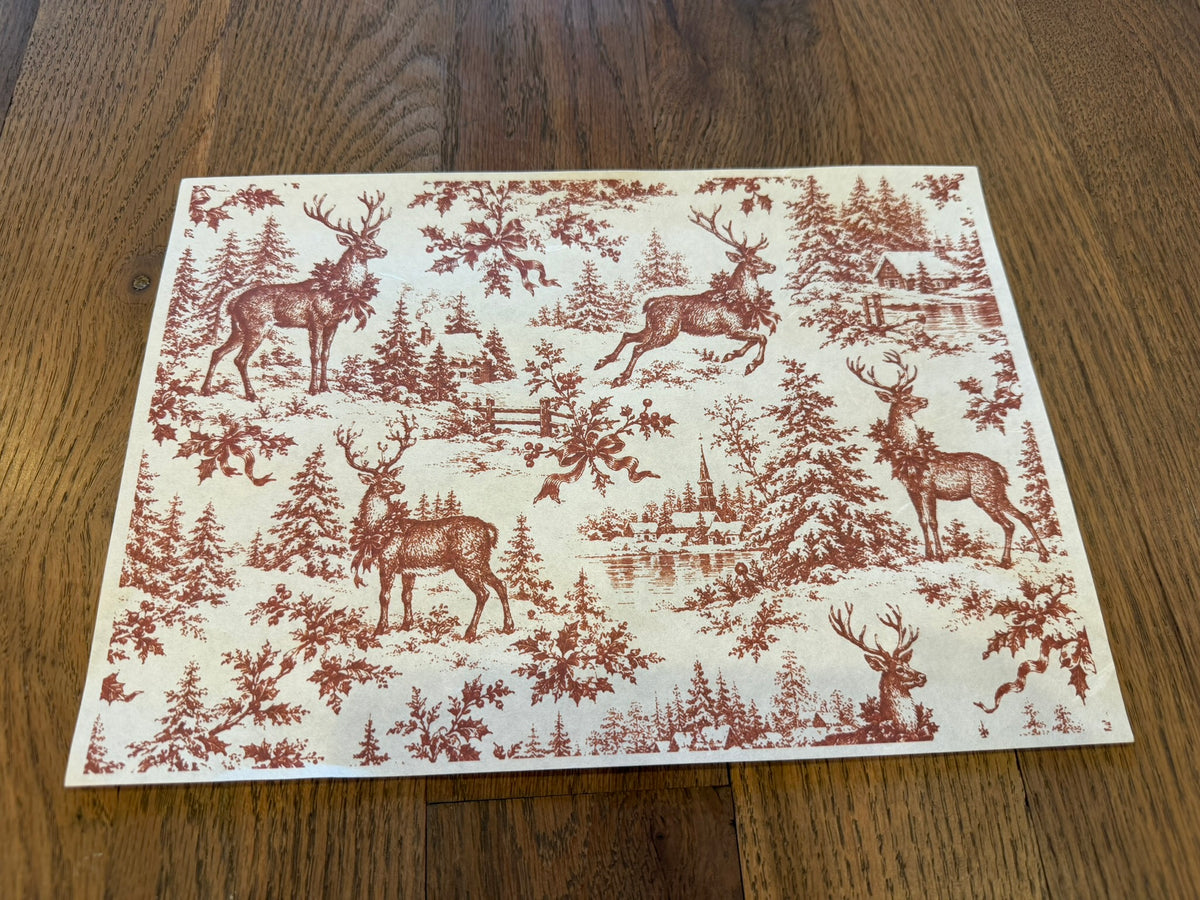 New Red Stag Toile | JRV A4 Rice Paper