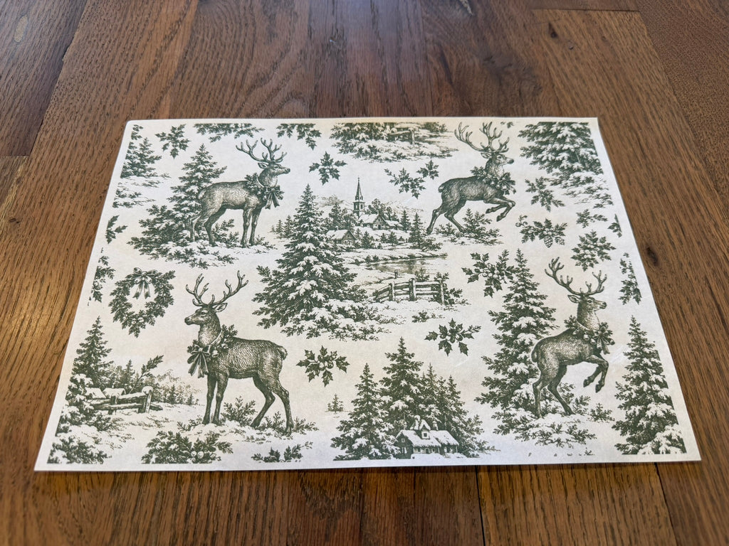 New Green Stag Toile | JRV A4 Rice Paper