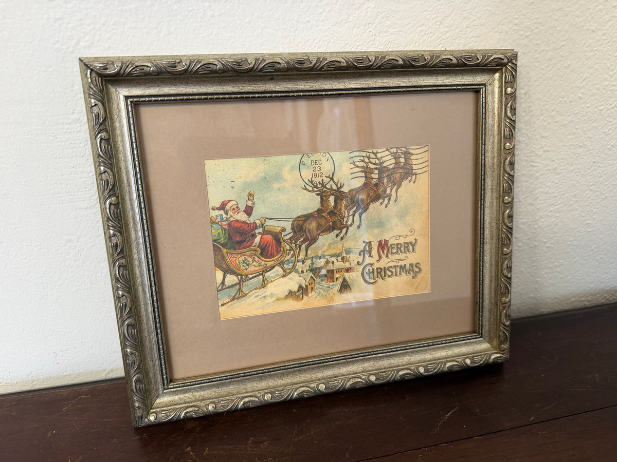 Silver framed merry Christmas art