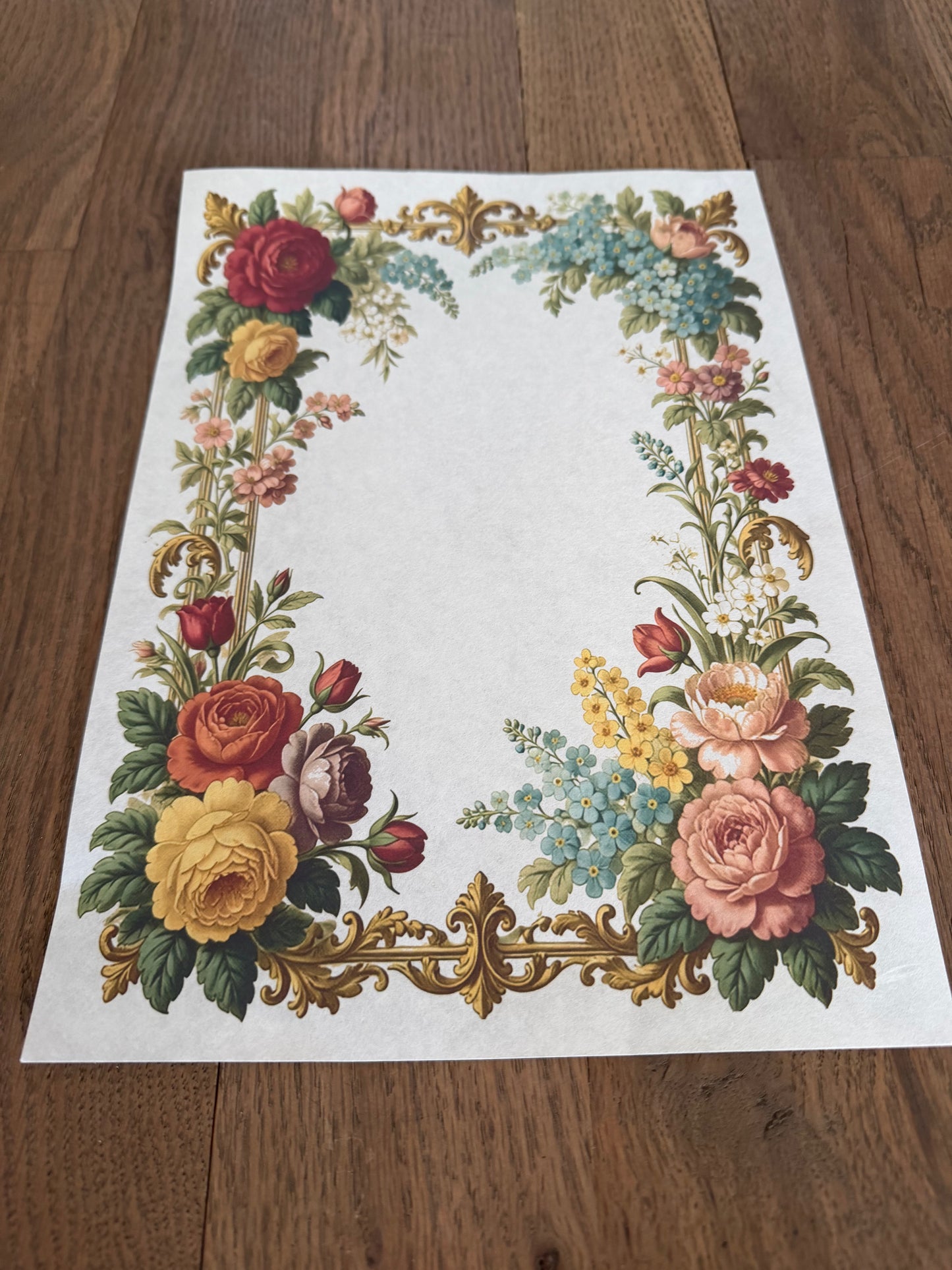 Cabbage Rose Frame | JRV A4 Rice Paper