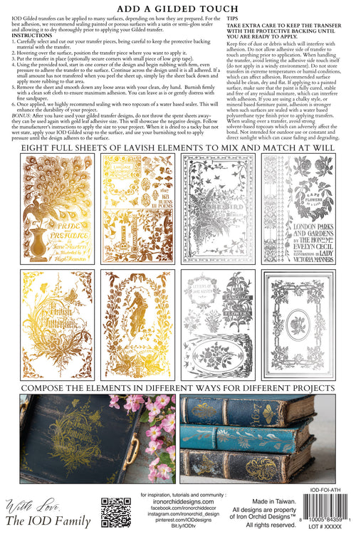 Athenæum | Gilded Foil Transfer | IOD Iron Orchid Designs