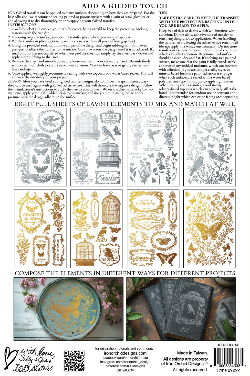 Papillon | Gilded Foil Transfer | IOD Iron Orchid Designs