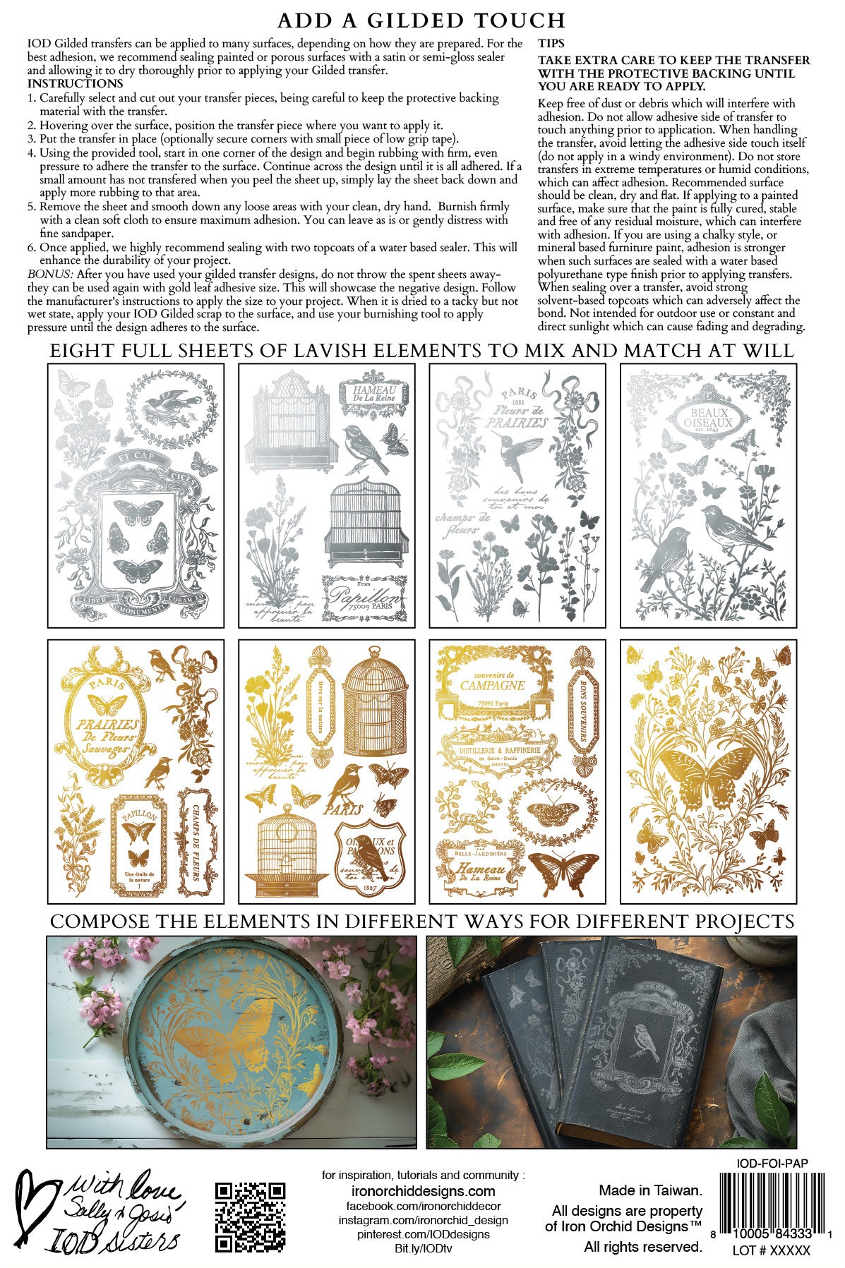 Papillon | Gilded Foil Transfer | IOD Iron Orchid Designs