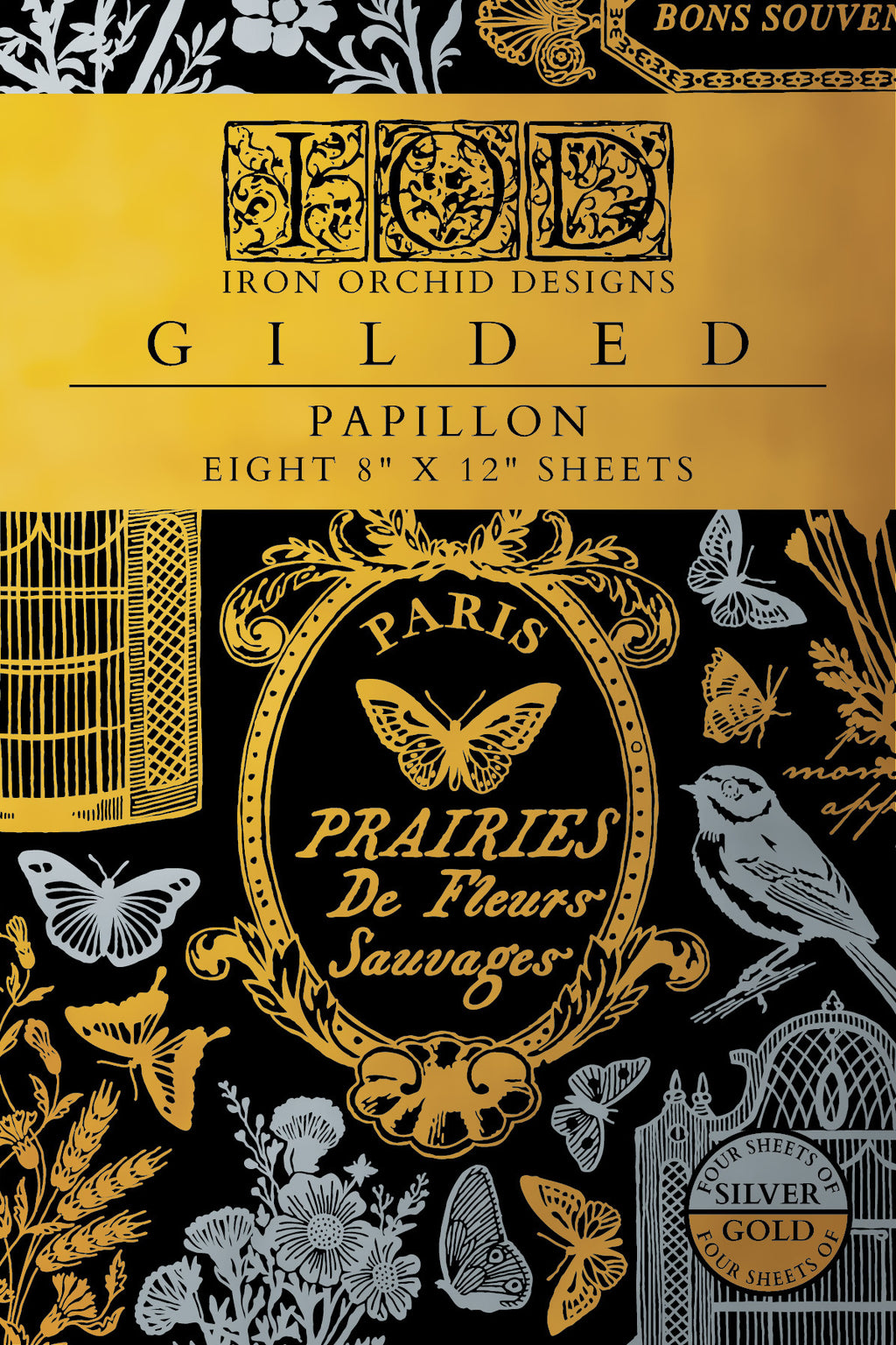Papillon | Gilded Foil Transfer | IOD Iron Orchid Designs