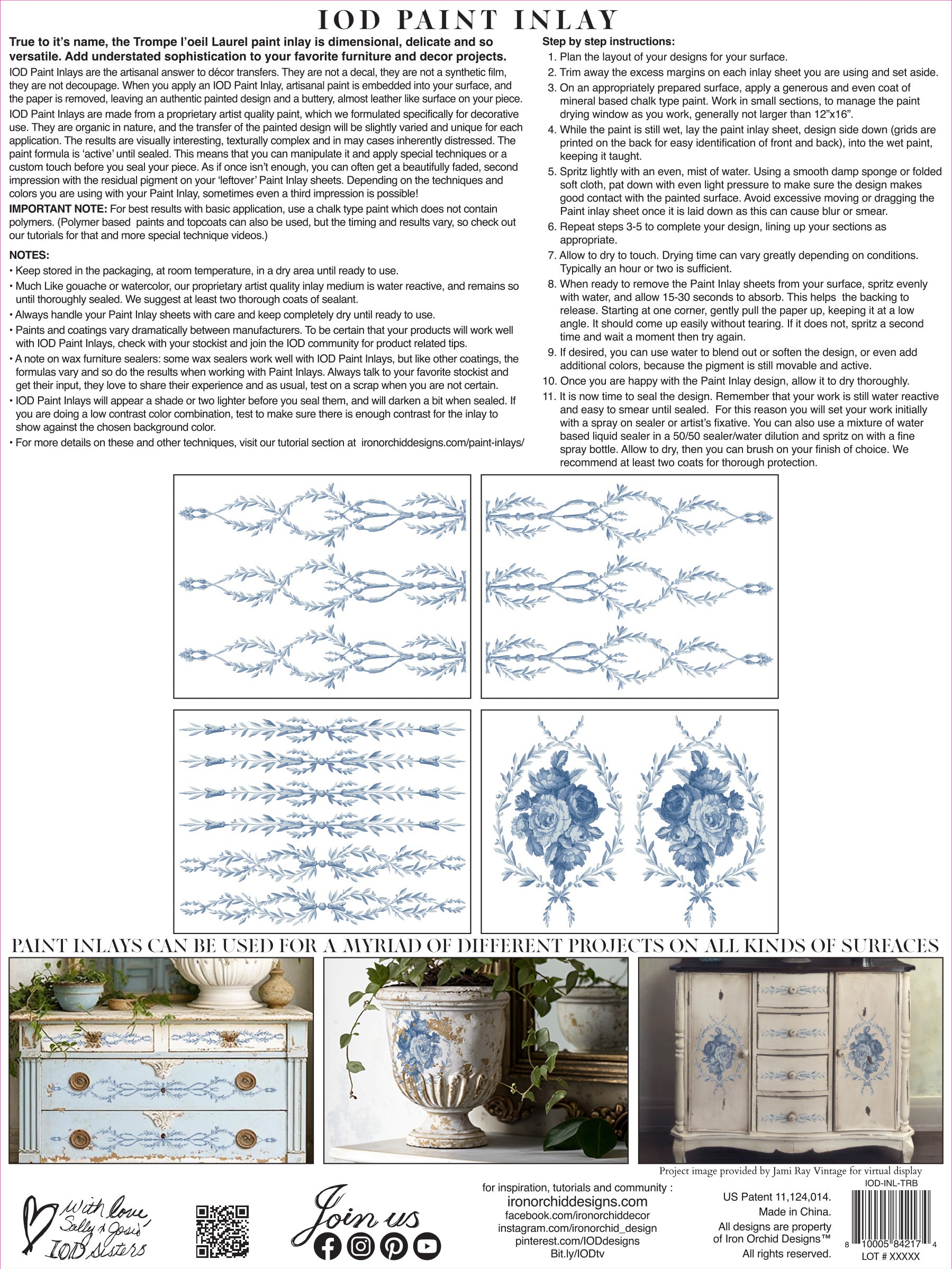 Trompe L’oeil Bleu | Paint Inlay | IOD Iron Orchid Designs