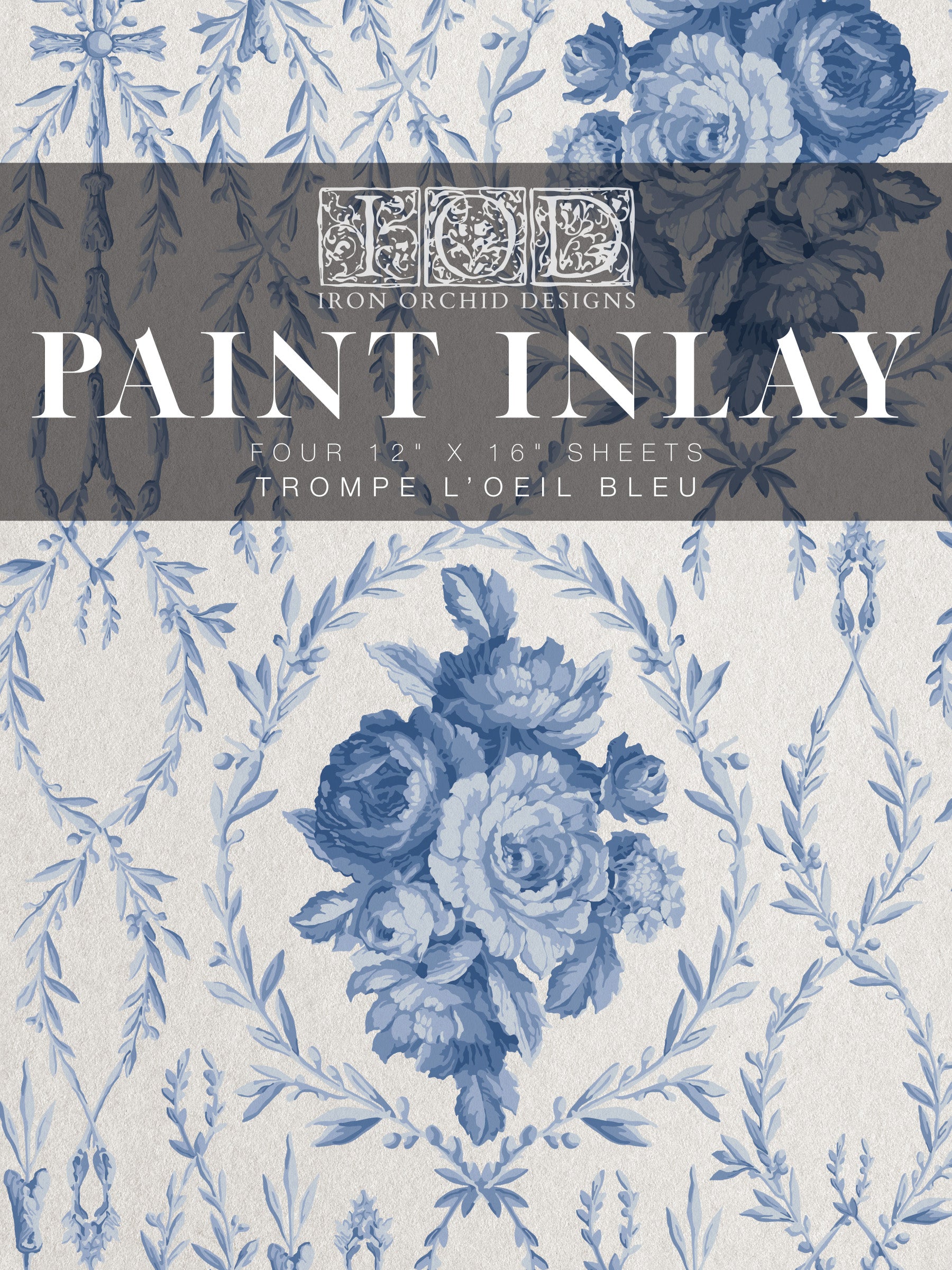 Trompe L’oeil Bleu | Paint Inlay | IOD Iron Orchid Designs
