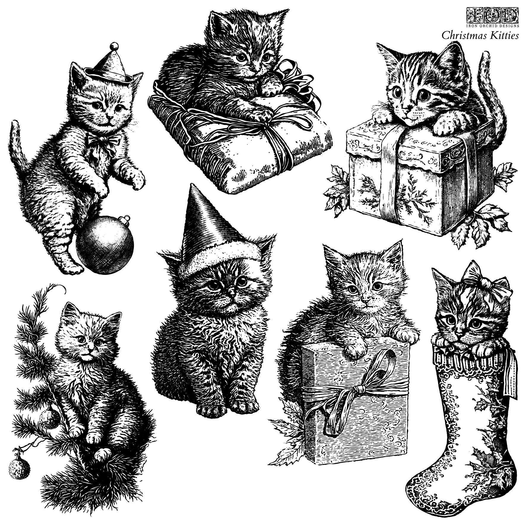Christmas Kitties | Stamp | IOD Iron Orchid Designs