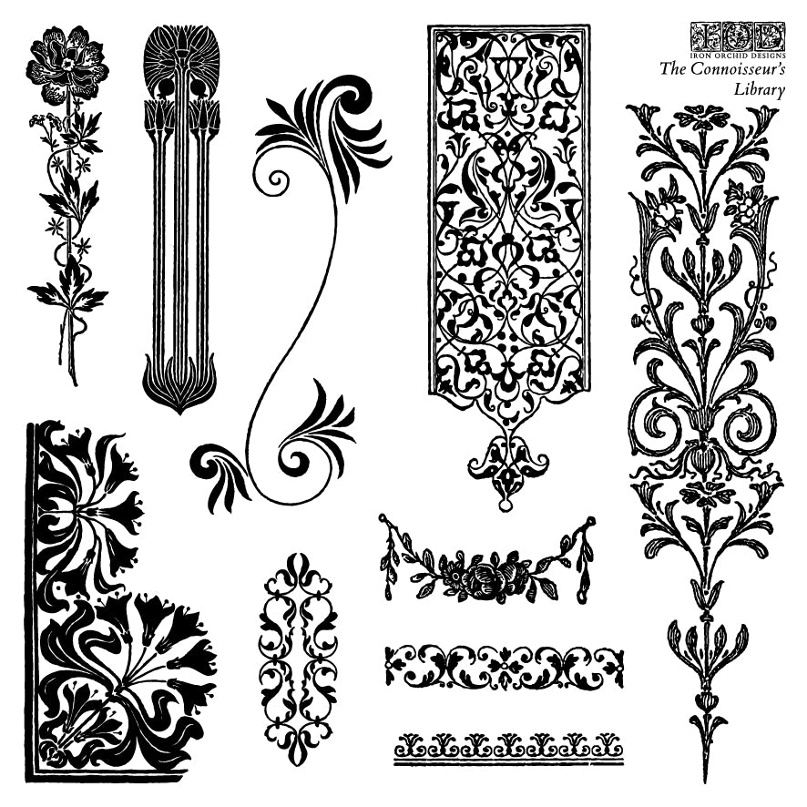 The Connoisseur's Library Labels | Stamp | IOD Iron Orchid Designs