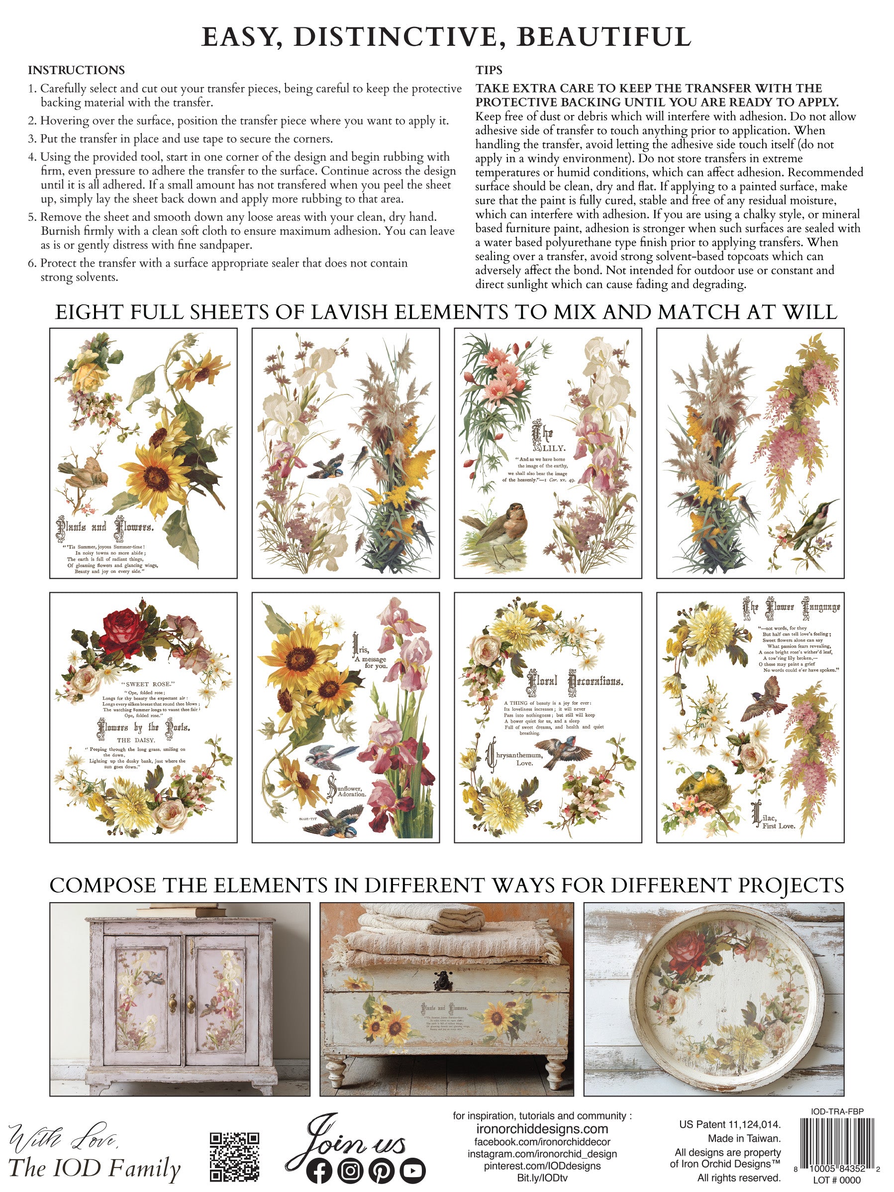 Flowers by the Poets | Transfer | IOD Iron Orchid Designs