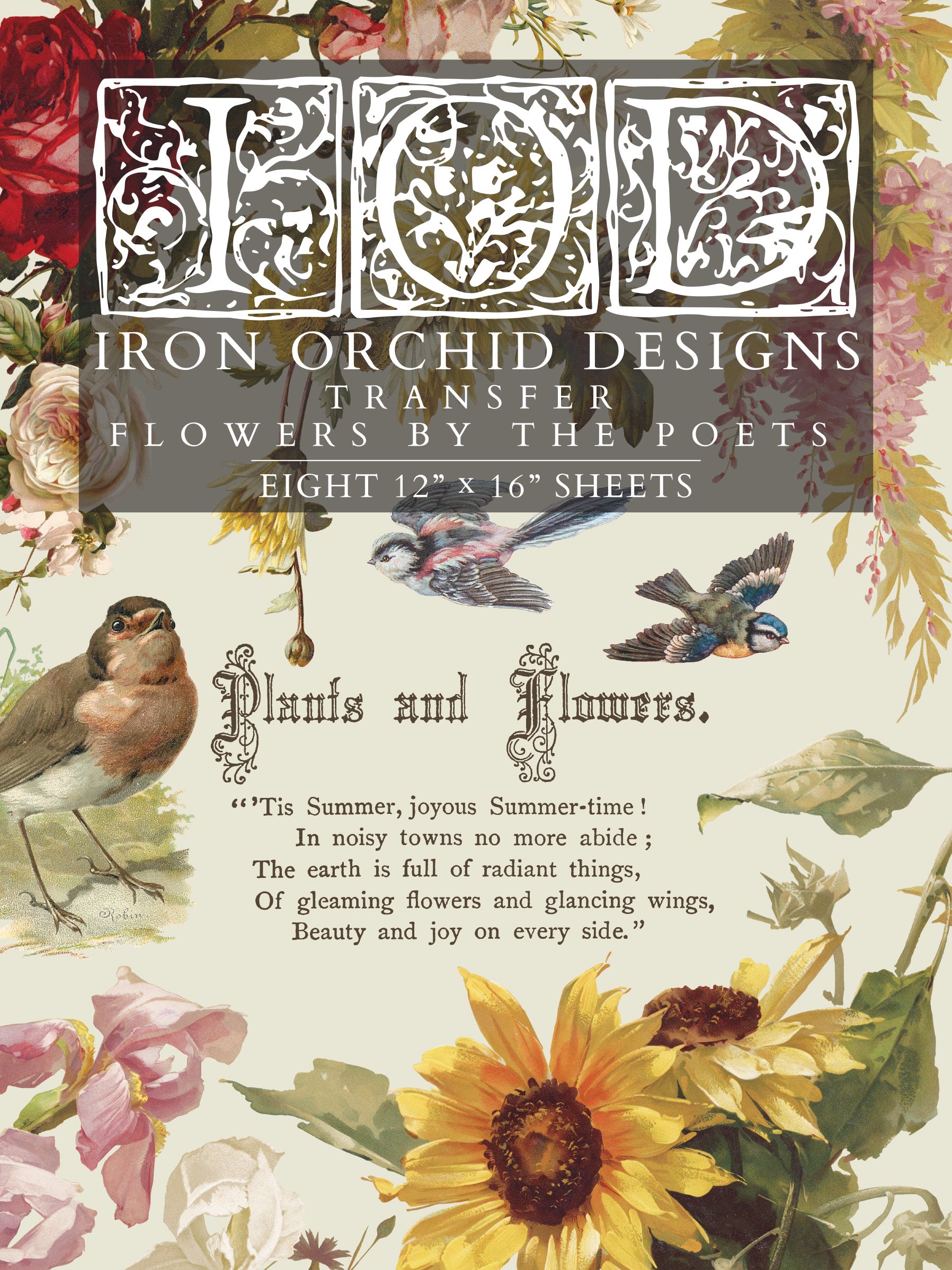 Flowers by the Poets | Transfer | IOD Iron Orchid Designs