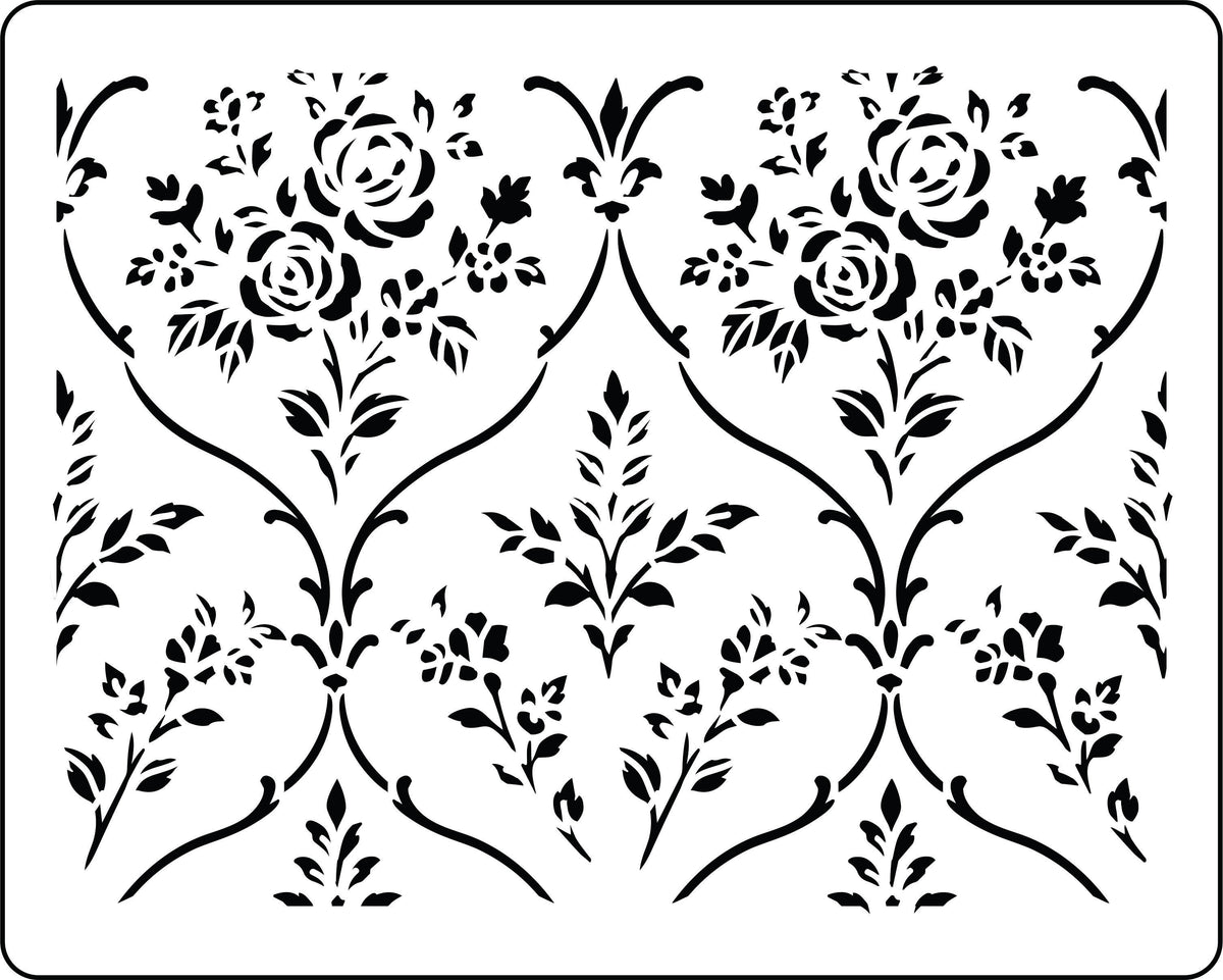 New Romantic Rose Damask Reusable JRV Stencil