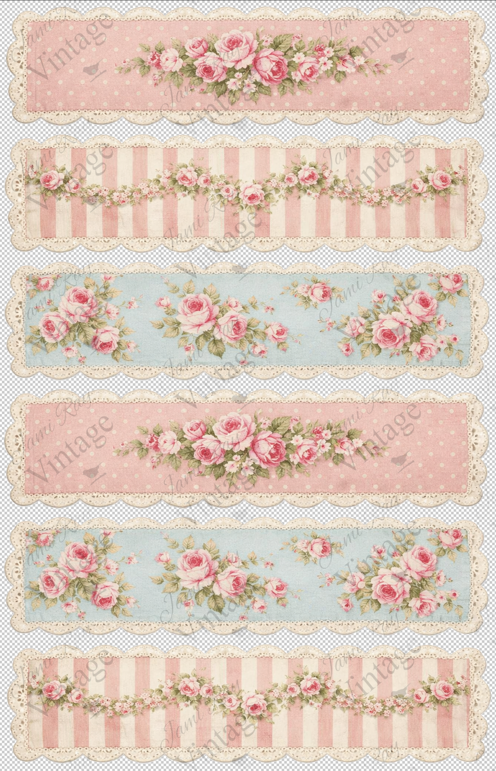 Pink Rose Swag | JRV Medium Rice Paper