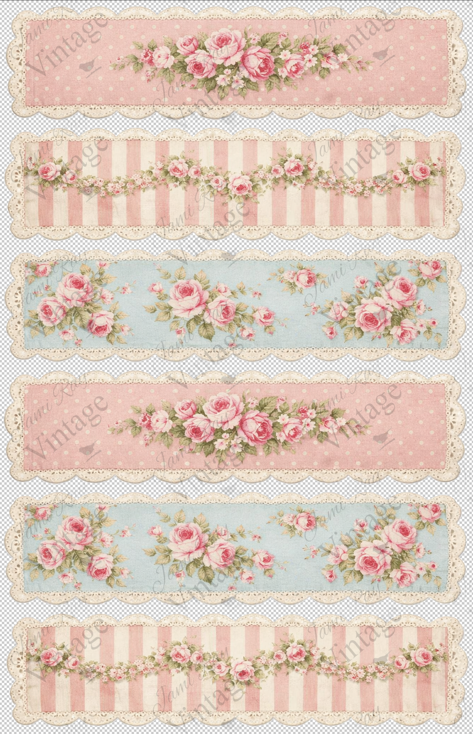 Pink Rose Swag | JRV Medium Rice Paper