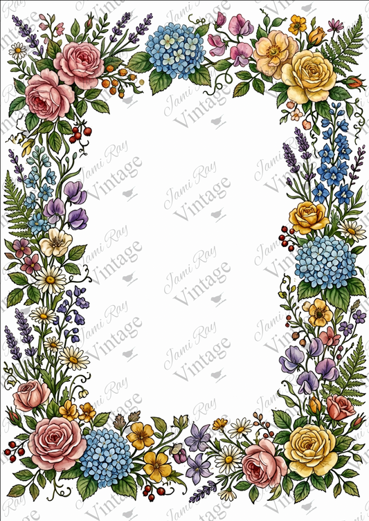 Floral Frame | JRV A4 Rice Paper