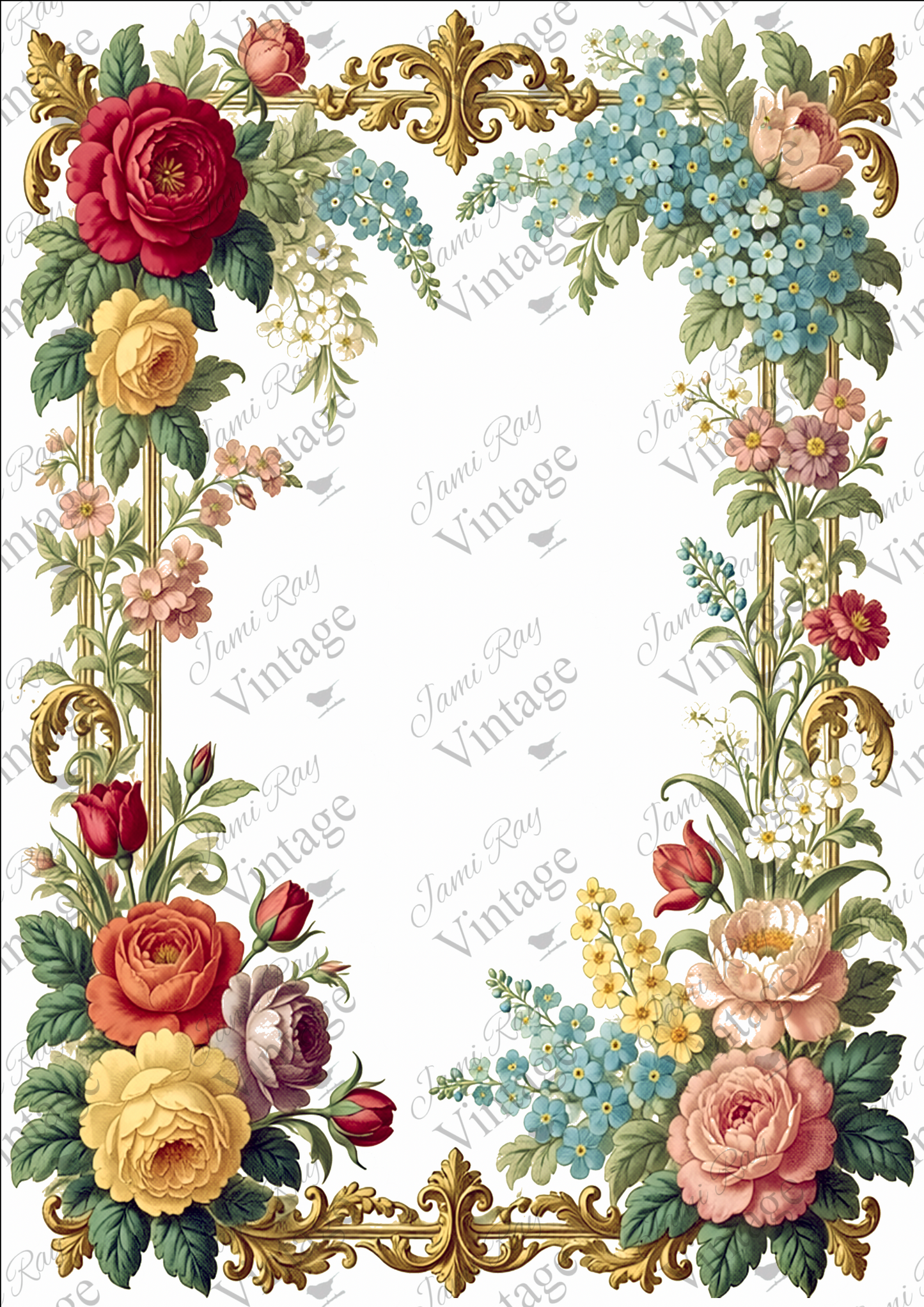 Cabbage Rose Frame | JRV A4 Rice Paper