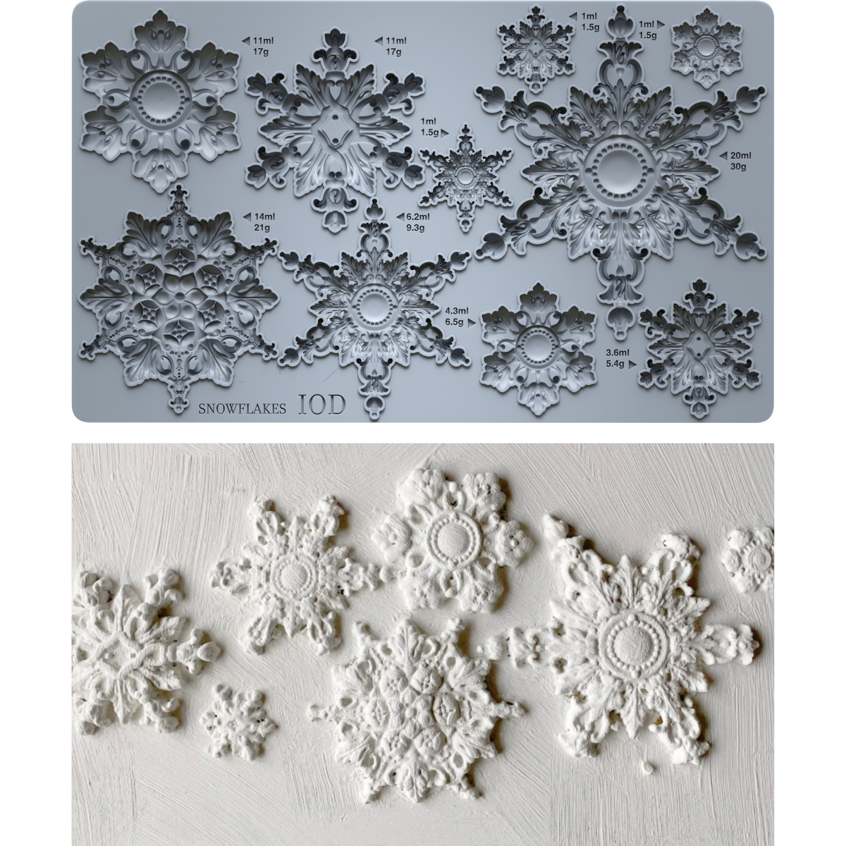 IOD Snowflakes Mould | 6" x 10" Decorative Snowflake Mould
