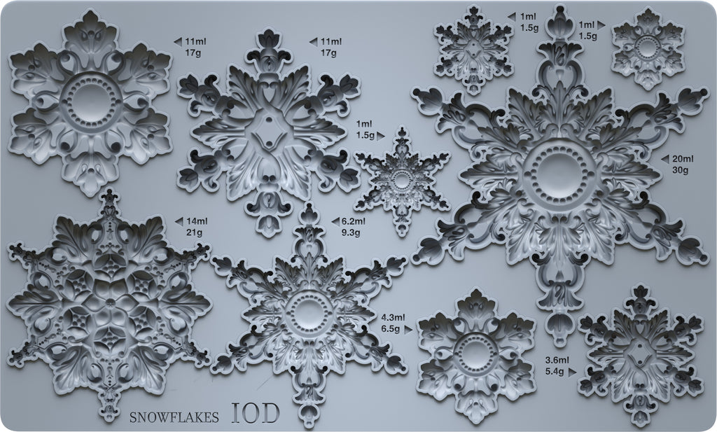 IOD Snowflakes Mould | 6" x 10" Decorative Snowflake Mould