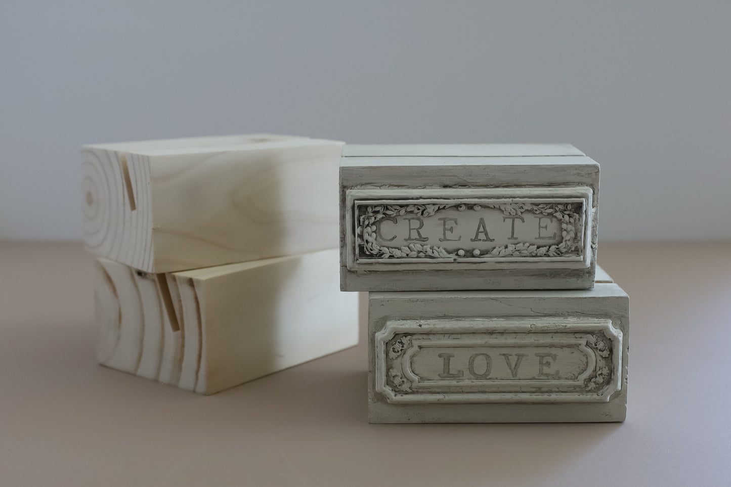 Wood Block Stands Set Of 2 | IOD Iron Orchid Designs