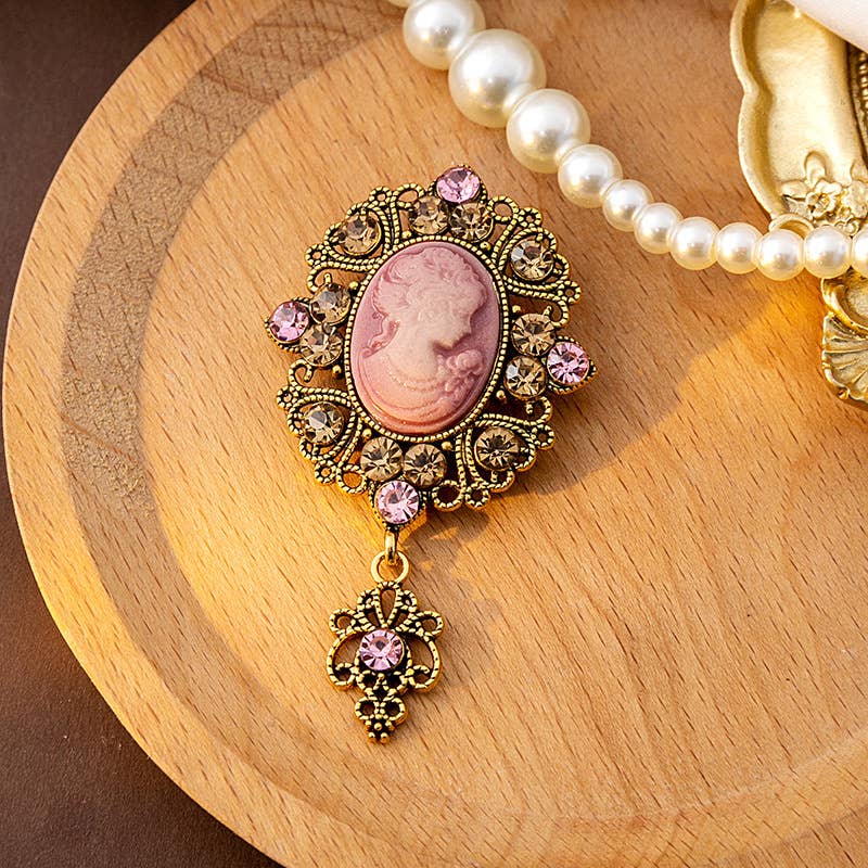 Vintage Beauty Portrait Cameo Brooch