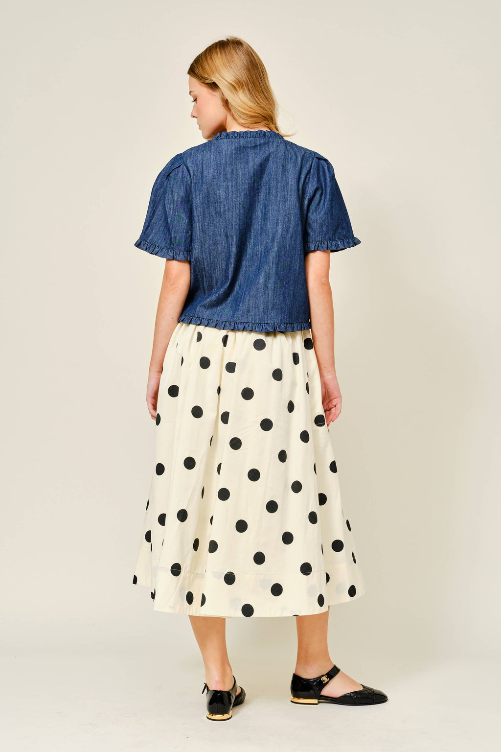 Dot Print Midi Full Skirts