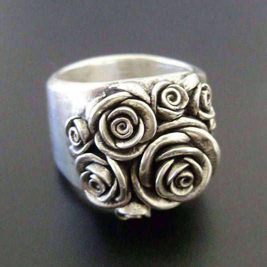 Vintage Style Roses Carved Ring