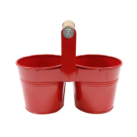 Cutlery Caddy with Wood Handle, Red