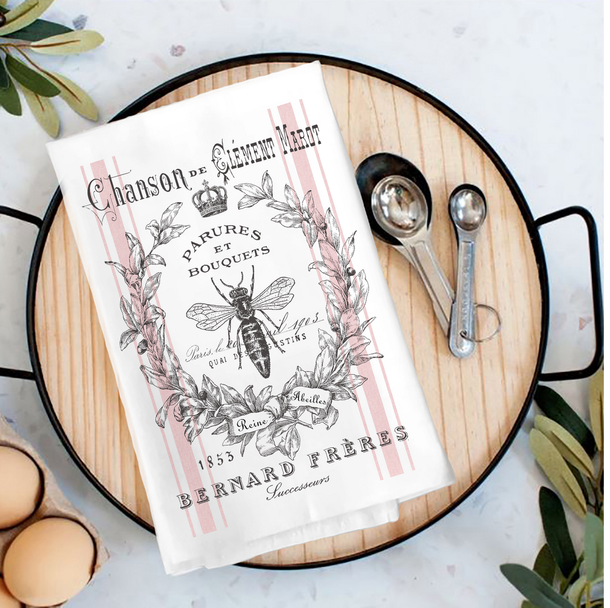 Tea Towel Vintage Shabby Chic French Bee