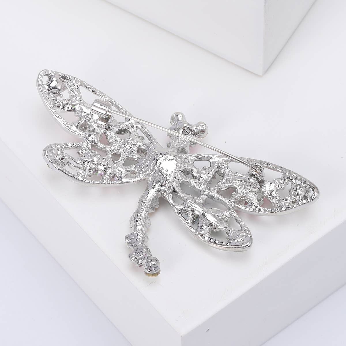 Floral Dragonfly Brooch, Colorful Rhinestone Insect Pin