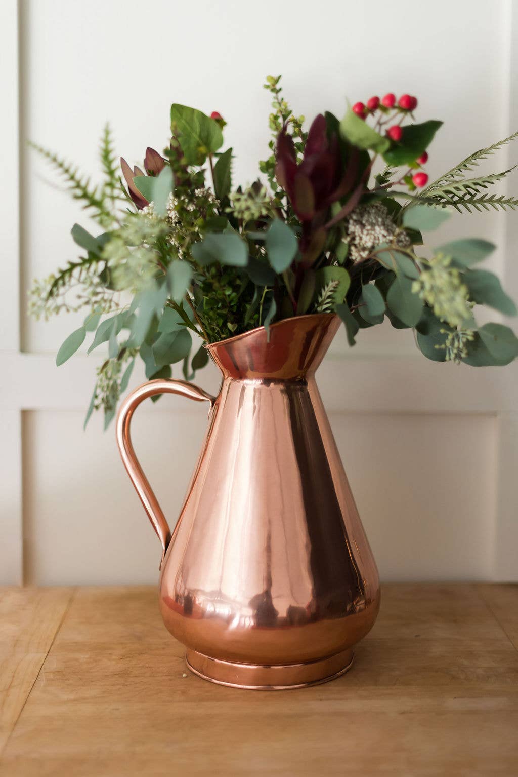 Large Solid Copper Heirloom Vase Pitcher