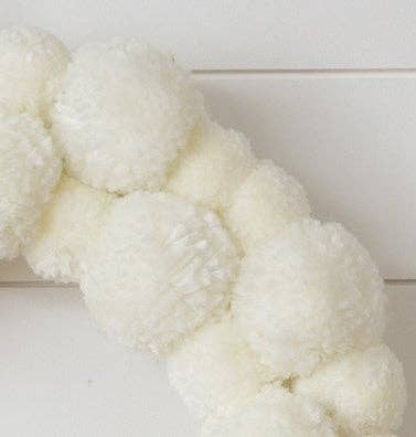 Boho Ivory Yarn Pom Pom Wreath - 20"