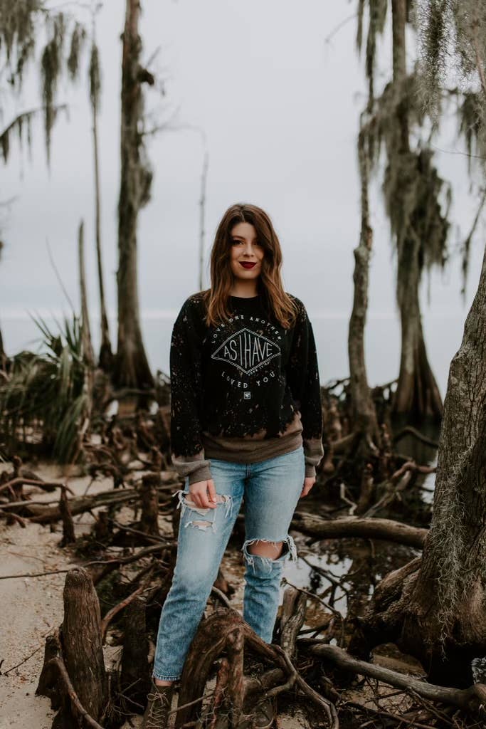 Love One Another Bleached Black Sweatshirt