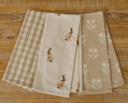 Rabbit And Tan Tea Towels Set